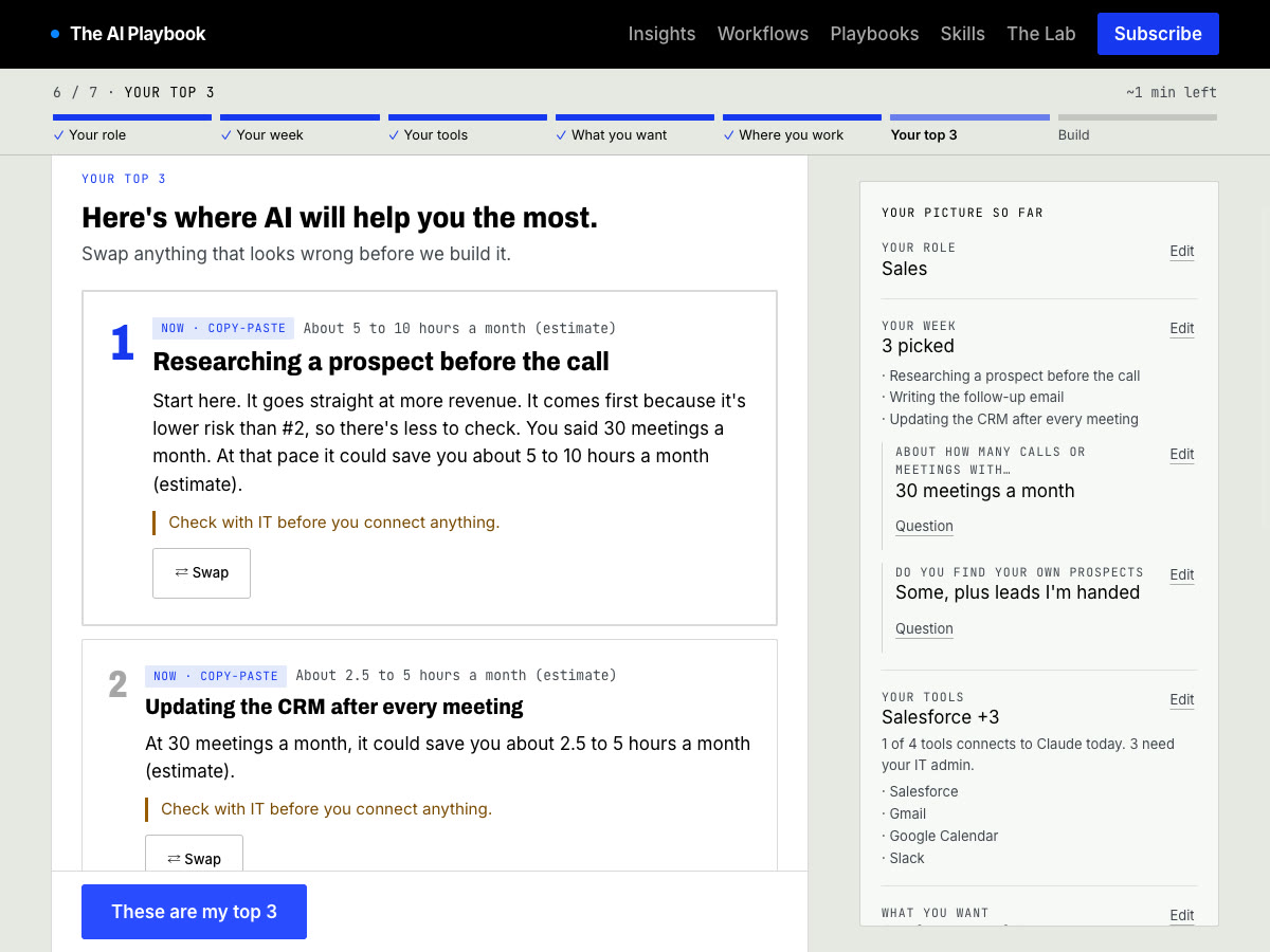 Your top 3: Researching a prospect before the call, then updating the CRM